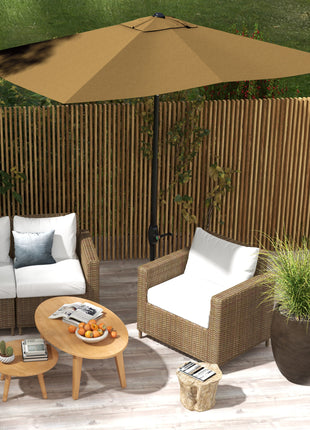 6.6' x 10' Rectangular Market Umbrella, Patio Outdoor Table Umbrella with Crank and Push Button Tilt, Coffee