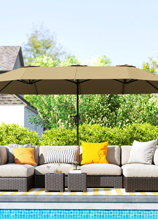 13 ft. Extra Large Patio Umbrella with Easy Crank Handle, Vents for Outdoor, Patio, UPF30+, Coffee