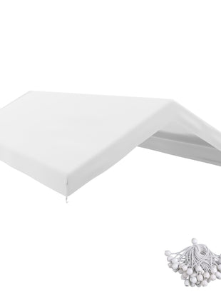 20' x 10' Carport Replacement Canopy for Model 84C-207WT or 84C-386V00WT with Ball Bungee Cords, White (Only Cover)