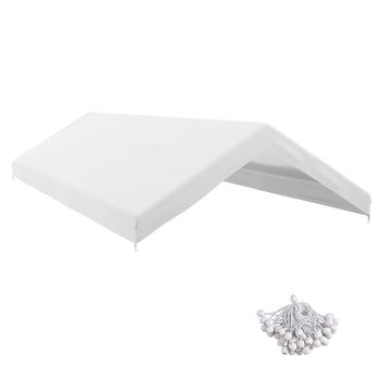 20' x 10' Carport Replacement Canopy for Model 84C-207WT or 84C-386V00WT with Ball Bungee Cords, White (Only Cover)