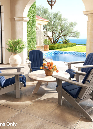 Set of 4 Outdoor Chair Cushions, High Back Adirondack Chair Cushion with Ties, High-Density Foam, Navy Blue
