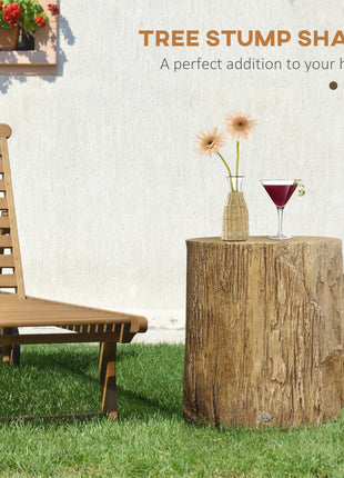 17" Tall Tree Stump End Table, Concrete Sofa Side Table for Indoor and Outdoor Use, Garden Stool