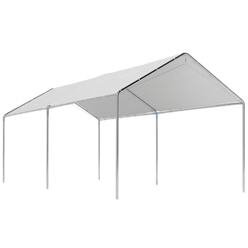 9.6' x 19.5' Carport Heavy Duty Galvanized Car Canopy w/ Included Anchor Kit, 3 Reinforced Steel Cables, White