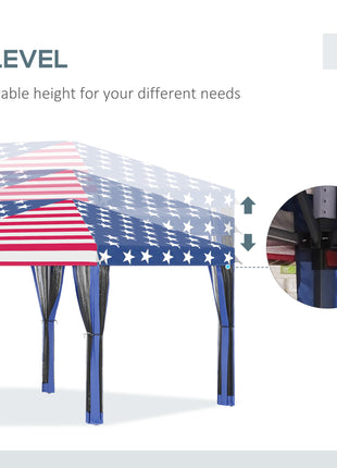 10'x20' Pop Up Party Tent Gazebo Wedding Canopy with 6 Sidewalls, American Flag