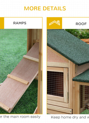 Rabbit Cage Outdoor, Rabbit House 83" 2 Story Deluxe XL Wooden Rabbit Hutch Big Bunny Cage w/ Ladder and Run
