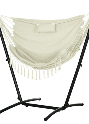 U Shape Stand Hammock Chair, Headrest Include Hammock Swing, Cream White