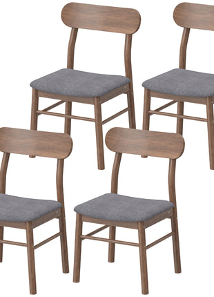 Set of 4 Dining Chairs, Upholstered Dining Room Chairs with Rubberwood Legs and Padded Seat for Kitchen, Gray
