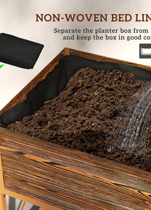 Galvanized Raised Garden Bed, Metal Planter Box with Legs, Storage Shelf and Bed Liner, Dark Brown