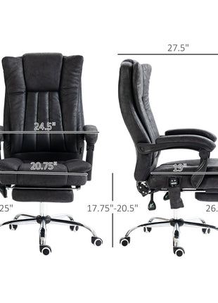 Massage Office Chair, 6 Points and Heat, Reclining Computer Chair with High Back, Adjustable Height and Footrest, Black