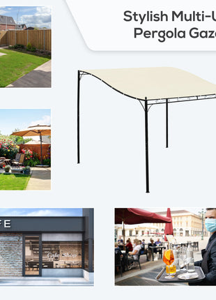 10' x 10' Steel Outdoor Pergola Gazebo, Patio Canopy with Weather-Resistant Fabric and Drainage Holes for Backyard, Deck, Garden, Cream White