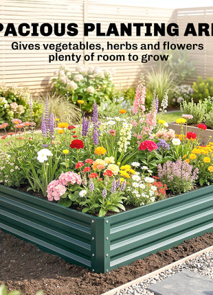 Galvanized Raised Garden Bed, 4' x 4' x 1' Metal Planter Box, for Growing Vegetables, Flowers, Herbs, Succulents, Green