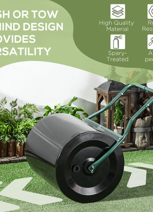 20-Inch Push/Tow Behind Lawn Roller Filled with 16 Gal Water or Sand, Perfect for Flattening Sod in the Garden