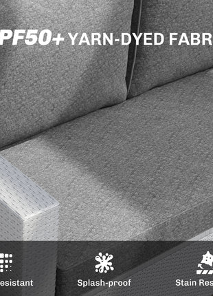 2 Seat Patio Furniture Cushions, 46x26x5 in, Thick Outdoor Loveseat Cushion Set with Removable Cover, Fade-Resistant Replacement Cushions for Outdoor Furniture, Couch, Bench, Swing, Gray