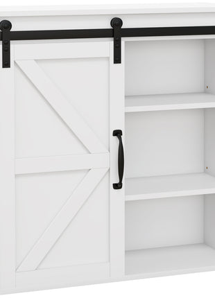 Bathroom Medicine Cabinet, Wall Cabinet with Sliding Door and Adjustable Shelf, 22.75" x 7.75" x 24.5", White
