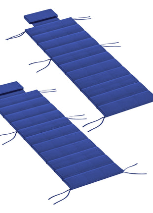 Foldable Chaise Lounge Cushion Set of 2, Outdoor Lounge Chair Cushion Set, UPF50+ 230gsm Olefin, 80" x 26" Dark Blue