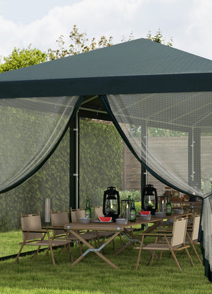 10' x 28' Party Tent, Outdoor Wedding Canopy & Gazebo with Removable Sidewalls, Shade Shelter for Events, BBQs, Green