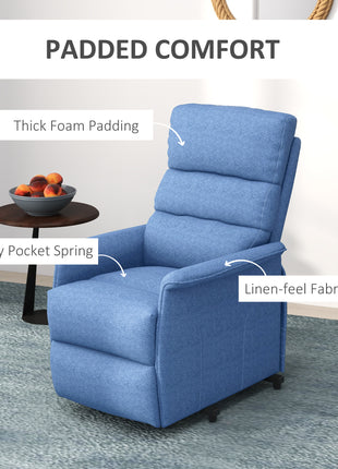 Power Lift Chair for Seniors, Electric Lift Recliner Chair with Remote Control, Side Pockets for Living Room, Blue