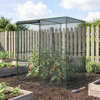 6' x 4' x 6' Crop Cage, Plant Protection Tent with Zippered Doors for Vegetable Garden, Backyard, Black