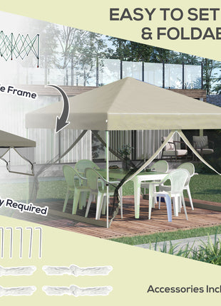 10' x 10' Pop Up Canopy Tent, Tents for Parties with Wheeled Carry Bag, Screen House Room, Height Adjustable Portable Gazebo, for Outdoor, Garden, Patio, Beige
