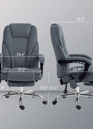 Massage Office Chair, Heated Reclining Computer Chair with Adjustable Height and Footrest, Charcoal Gray