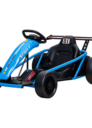 24V 7AH Kids Electric Go Kart, 8.1 MPH Battery Powered Drift Kart with Dual Motors, Soft Start for 8-12 Years, Blue