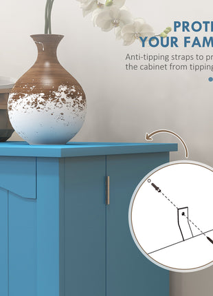 Freestanding Kitchen Pantry Cabinet, Kitchen Cabinet with 12 Door Shelves, Double Doors, 5-tier Shelving, Blue