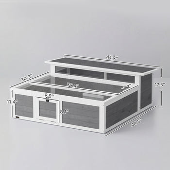 Tortoise Habitat Openable Top Wooden Tortoise Enclosure Run Area and Clear Window Dark Gray