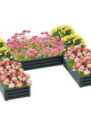 Steel Raised Garden Bed, Set of 5 Large Box Planters for Outdoor Plants Vegetables Flowers Herbs, 8x8x1ft, Green