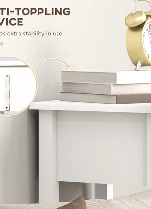 2-Tier Side Tables Set of 2 with Drawer and Shelf, 2 Pieces End Tables for Living Room and Hallway, White