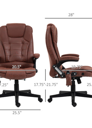 6 Point Vibrating Massage Office Chair with Heat, Microfiber High Back Executive Office Chair with Reclining Backrest, Padded Armrests and Remote, Red