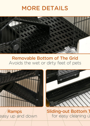 6-tier Platform Rolling Small Animal Rabbit Cage with a Large Living Space, Black