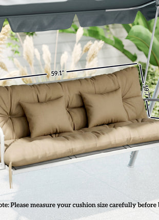 4-Piece Back and Seat Cushion Pillows Replacement and Pillows, Patio Chair Cushions Set with Ties, khaki