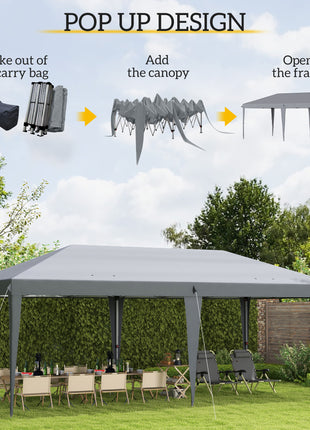 10' x 20' Pop Up Canopy Tent, Upgraded Heavy Duty Tents for Parties, Outdoor Instant Gazebo Sun Shade Shelter with Carry Bag, for Catering, Events, Wedding, Backyard BBQ, Gray