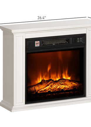 26" Freestanding Electric Fireplace with Mantel, 1400W Replaceable Fireplace Insert Heater with 3D Flame Effect, WHite