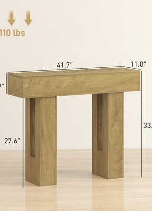 42 Inch Console Table, Sofa Table Behind the Couch with Thickened Tabletop for Living Room, Hallway, Entrance, Oak