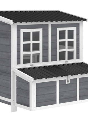 Wooden Chicken Coop with Nesting Box, Pull-Out Tray, Waterproof Roof, 39" Chicken House for 2-4 Chickens, Rabbits