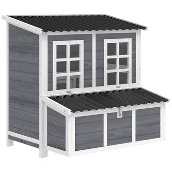 Wooden Chicken Coop with Nesting Box, Pull-Out Tray, Waterproof Roof, 39" Chicken House for 2-4 Chickens, Rabbits
