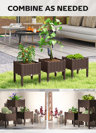 Plastic Raised Garden Bed with Legs, Self Watering Elevated Planter Boxes with Drainage Holes and Plugs, Easy Assembly