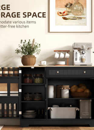 Modern Sideboard Cabinet, 41" Kitchen Buffet Cabinet with Drawer, Adjustable Shelf, 3 Doors for Dining Room, Black