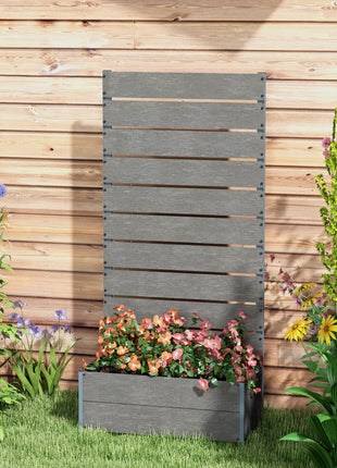 Trellis Planter for Climbing Plants, Raised Garden Bed with Trellis, Planter Box for Outdoor, 28.25" x 15" x 59", Gray