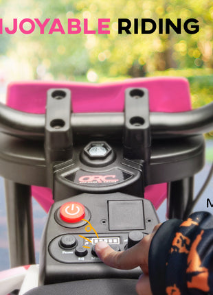 12V Kids Electric Motorcycle w/ Twist Grip Throttle, Training Wheels, Rear Suspension & Music, Pink