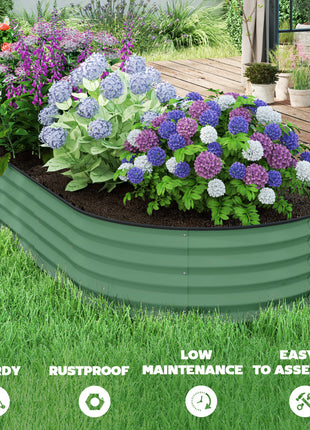 7' x 3' x 1' Raised Garden Bed Set, 2PCS Raised Beds for Gardening with Metal Plant Stakes, Green