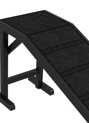 Dog Ramp w/ Non-Slip Carpet and Top Platform, 74" x 16" x 25", Black