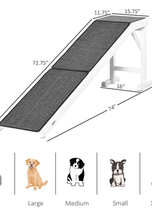 Dog Ramp Foldable with Non-slip Carpet Top Platform, Gray, White