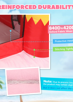 Inflatable Bounce House with Ball Pool, Basketball Hoop, Jumping Bouncy Castle with Blower for Indoor Outdoor, Pink