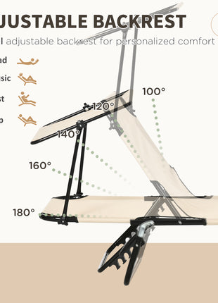 Chaise Lounge Pool Lounge Chairs Set of 2, Outdoor Sun Tanning Chairs, Reclining Back, Steel Frame and Side Pocket, Tan