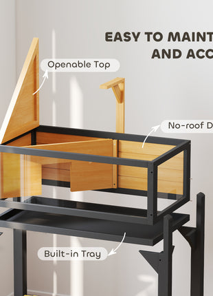 Wooden Tortoise Habitat with Storage Shelf, Tortoise Enclosure with Clear Windows, Openable Top, Lamp Holder, Yellow