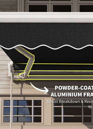 8' x 6.6' Patio Retractable Awning, Manual Exterior Sun Shade Deck Window Cover, Black