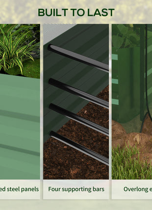 Galvanized Steel Planter Box with Crop Cage and Shade Cloth, Raised Garden Bed for Flowers, Veggies and Herbs, Green
