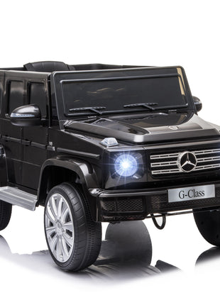 12V Mercedes Benz G500 Licensed Kids Electric Car with Remote Control, Headlights, Music, Suspension, Storage, Black